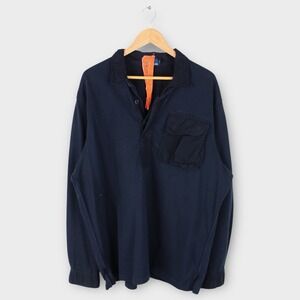 Polo Ralph Lauren Military Style Rugby Shirt Naval Tag Navy Men's Size XXL